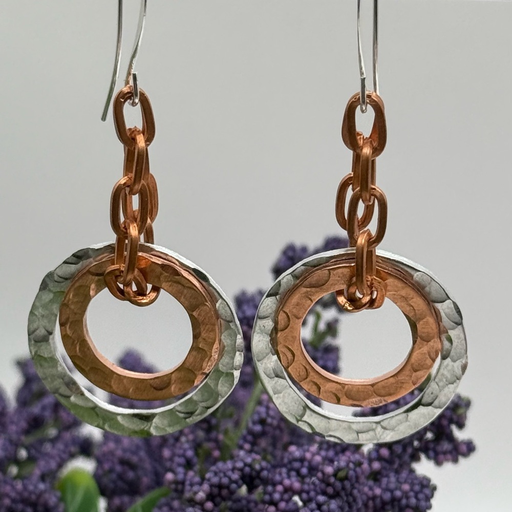 Elegant Two-Tone Hammered Earrings